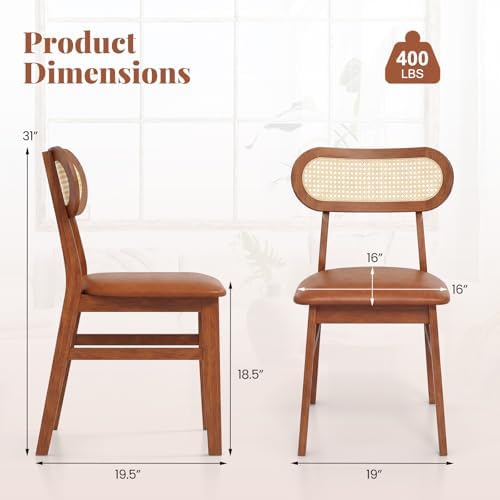 GOFLAME Wooden Dining Chairs Set of 2, Mid-Century Modern Kitchen Chairs with...