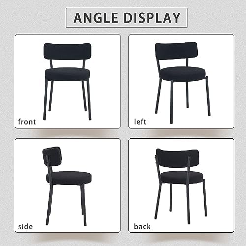 Boucle Dining Chairs Set of 4, Modern Round Upholstered Dining Chairs, Curved...