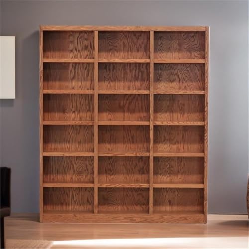 BOWERY HILL Traditional 84" Tall 18-Bookshelf Triple Wide Wood Bookcase ...