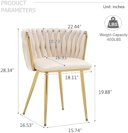 ECHINGLE Velvet Dining Chairs Set of 4, Modern Upholstered Woven Dining Chair...