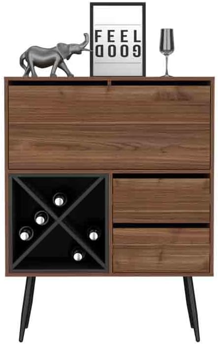 Octupos Kitchen Island with Bottle Racks and Drawers | Includes four bottle r...