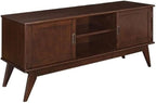 SIMPLIHOME Draper TV Stand - 60 inch Wide Solid Wood Low Media Console in Medium Auburn Brown, Mid Century Modern Entertainment Center for Living Room for TVs up to 65 Inches with Cable Management