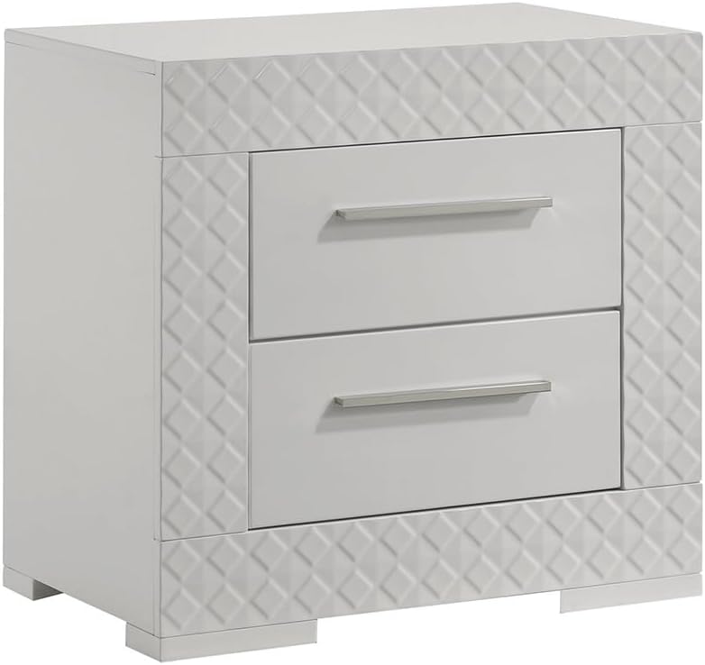 Modern Style 2-Drawer Night Stand Made with in White,for Small Spaces