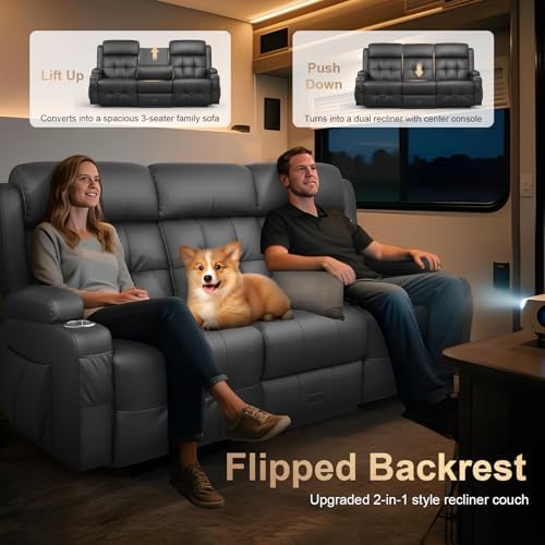 RV Reclining Sofa, Home Theater Seating Loveseat Couch with Massage | Reclini...