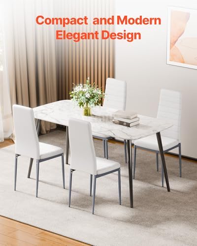 VEVOR Modern Dining Room Accent Chairs Set of 6, Upholstered Leather Side Cha...