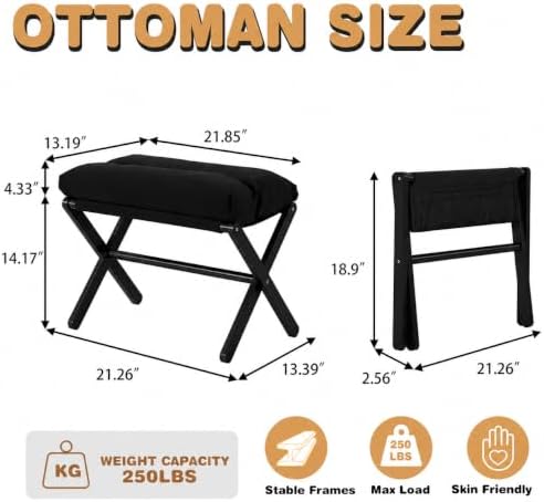 Baveke Foldable Ottoman Foot Rest for Chair, Small Foot Stools Ottoman for Ho...