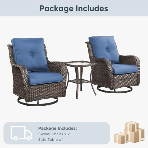 Belord Patio Wicker Chairs Swivel Rocker,Outdoor Patio Furniture Set with Rat...