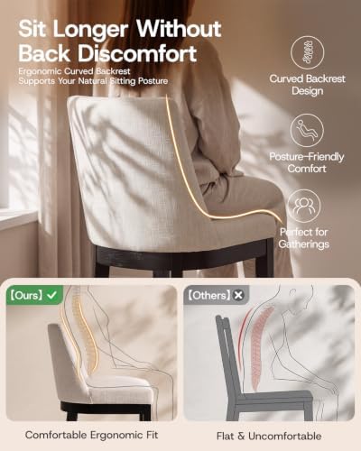 HNY Modern Dining Chairs Set of 6 with Comfortable Back Support, Farmhouse So...