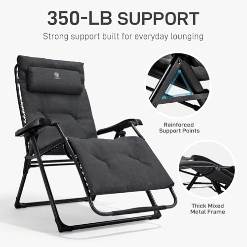 EVER ADVANCED Aluminum Zero Gravity Chair, 2.4" Padded, 350 lb Capacity