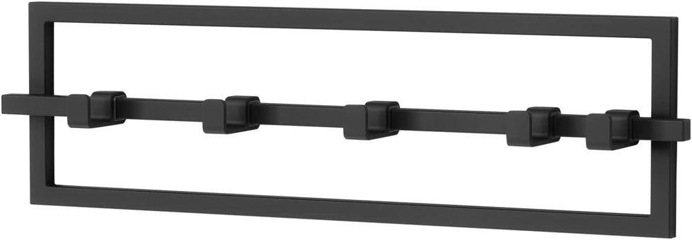 Umbra Cubiko Wall Hooks, Adjustable Steel Coat Rack, 5 Hook, Black