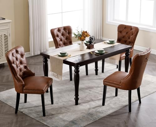 EALSON Modern Dining Chairs Set of 6 Mid Century Leather Dining Room Chairs w...