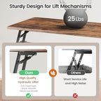 SEDETA 31.5" Lift Top Coffee Table with Storage, Square Coffee Tables for Living Room, Farmhouse Coffee Table with Large Hidden Storage Compartment and Adjustable Shelves, Black