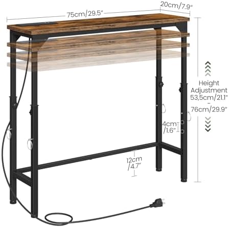 CHOEZON 29.5" Narrow Console Table with Adjustable Height (21.1"-29...