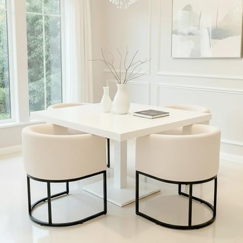 HNY Mid Century Modern Upholstered Barrel Dining Chairs with Arms Set of 2, L...