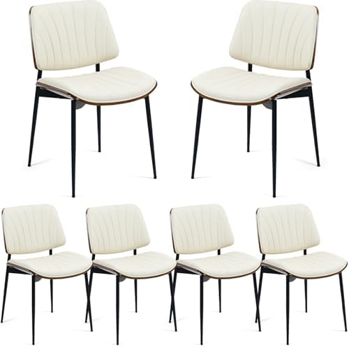 AVAWING Walnut Dining Chairs Set of 6, Mid Century Modern Dining Chairs | PU ...