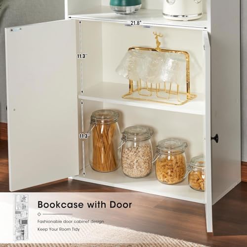 oneinmil 6 Tier Bookshelves and Bookcase with Doors Industrial Set of 2 Doubl...
