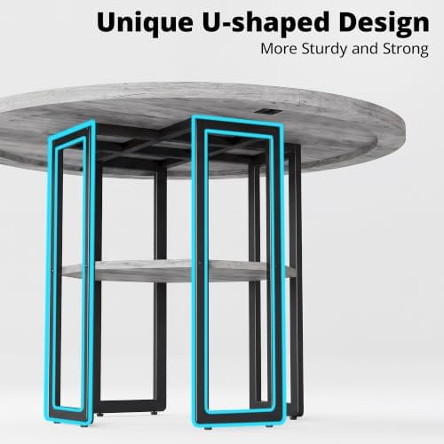 IRONCK Dining Table Set for 4, 47.2 inch Round Kitchen Table and 4 Chairs