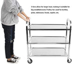 tonchean Stainless Steel Utility Cart 400 lbs Capacity 3 Tier Restaurant Carts with Lockable Wheels Serving Rolling Carts for Restaurant Catering Home Commercial Grade & Easy Assembly 30x16x33 inch