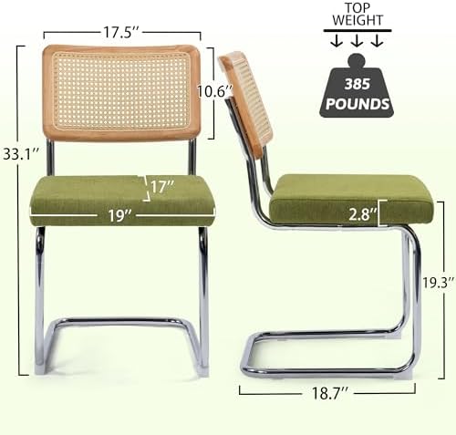 KROFEM Dining Chairs Set of 4,Modern Rattan Kitchen Chairs,Green