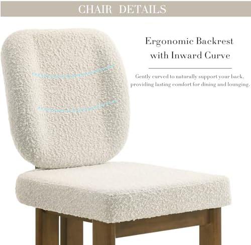 CIMOTA Modern Boucle Dining Chairs Set of 6, Upholstered Armless Side Chairs ...