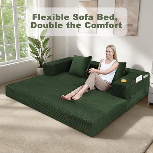 COMAX Queen Couch, 79" Futon Sofa Bed Couches for Living Room | Converti...