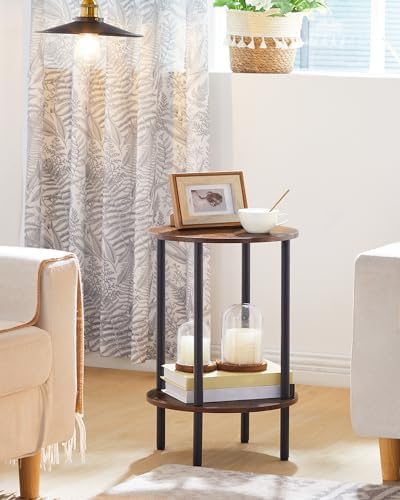CHOEZON Round Side Table and Farmhouse End Table with Charging Station Bundle...
