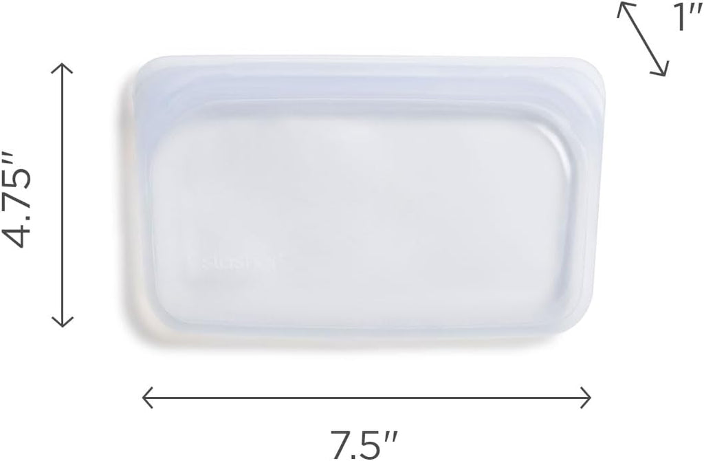 Stasher Premium Silicone Reusable Food Storage Snack Bag, Clear, Microwave, Sous Vide, Dishwasher, Oven and Freezer Safe, BPA Free, Leak-free, Eco-friendly, 12 Oz