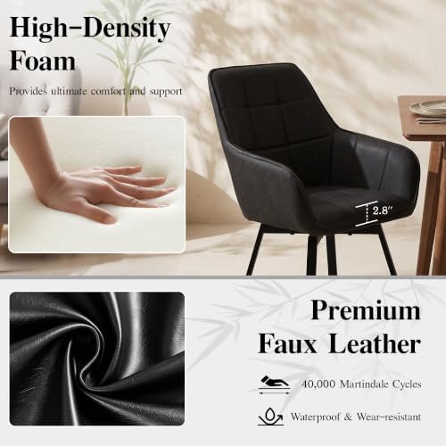 TUKAILAi Swivel Dining Chairs Set of 4, Faux Leather Dining Chairs with Arms ...