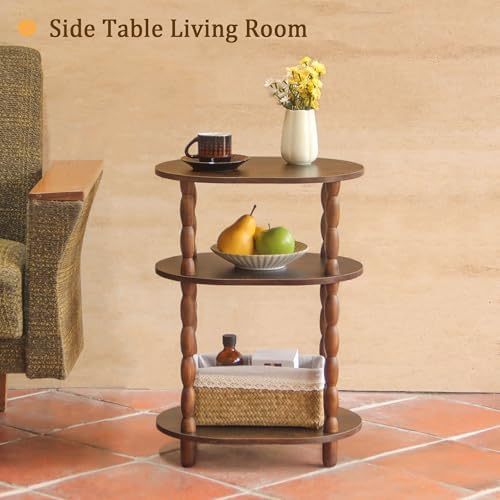 MaxSmeo Side Table, 3-Tier Small End Table, Modern Oval Night Stand Accent Ta...