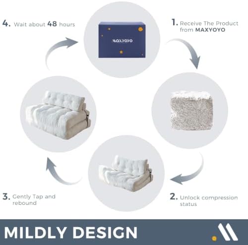 MAXYOYO Folding Sofa Bed, Convertible Chair Bed with Pillow | Foldable Couch ...