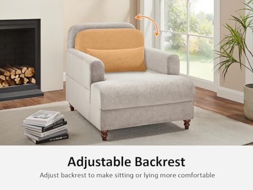VANOMi Chaise Lounge Accent Chair Indoor with Adjustable Backrest, Oversized ...