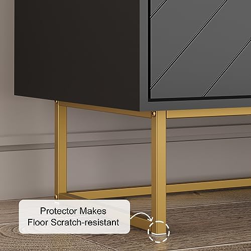 Modern Sideboard Buffet with Storage, Set of 2 Modular Cabinets, Black