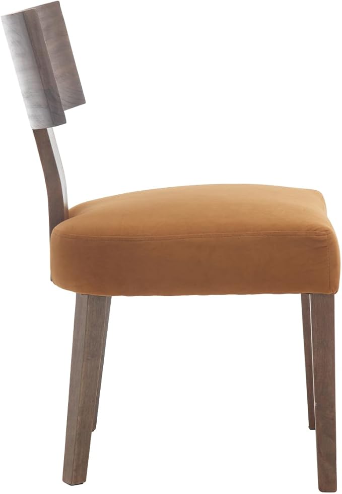 chairus Farmhouse Dining Chairs Set of 4, Upholstered Accent Chairs with Wood T-Shape Back Armless Kitchen Chairs with Soft Pad, Velvet Brown