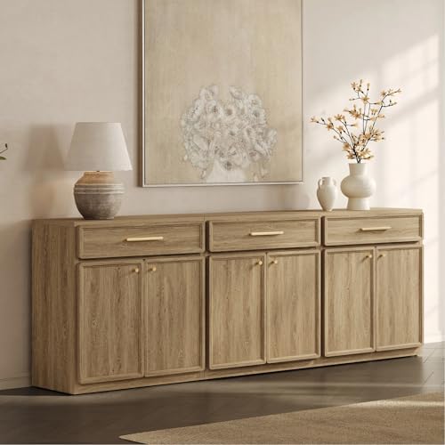SICOTAS Buffet Cabinet with Storage Tall Modern Accent Storage Cabinet with D...