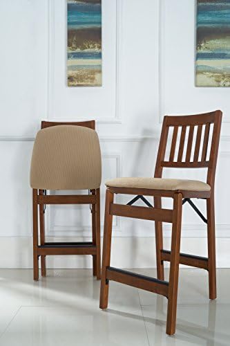 MECO Stakmore Premium Solid Wood Dining Table Folding Counter Stools Set with...