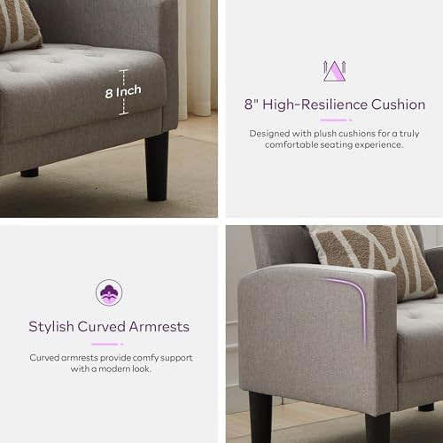 Tufted Accent Chairs Set of 2, Upholstered Armchairs for Living Room