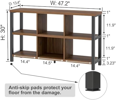 FOLUBAN 6 Cube Storage Organizer Bookshelf, Industrial Horizontal Low Cubby B...