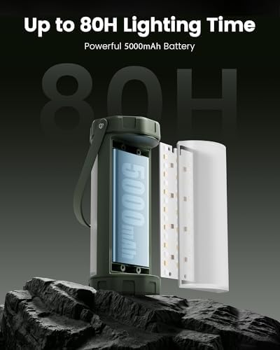 Glocusent 106 LED Camping Lights, 5000mAh Rechargeable Lantern for Outages