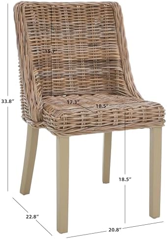 Safavieh Home Collection Caprice Grey 18-inch Wicker Dining Chair with Leathe...
