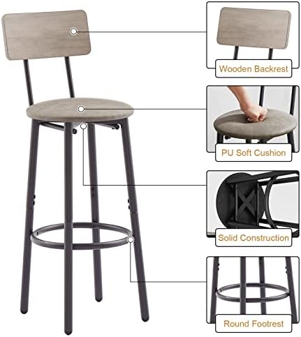 KIVENJAJA 3-Piece Bar Table Set for 2, Small 2-Tier Round Bistro Pub Dining T...