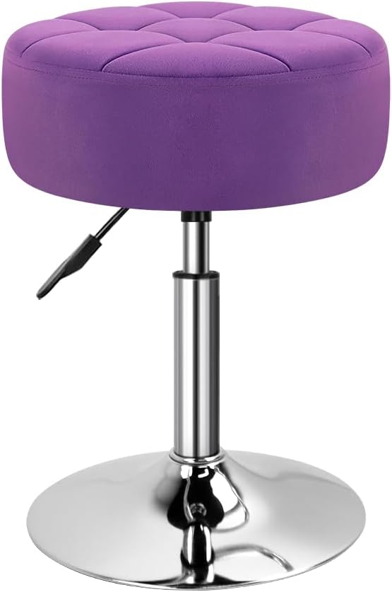 WKWKER Velvet Upholstered Vanity Stool Swivel Adjustable Makeup Stool for Mak...