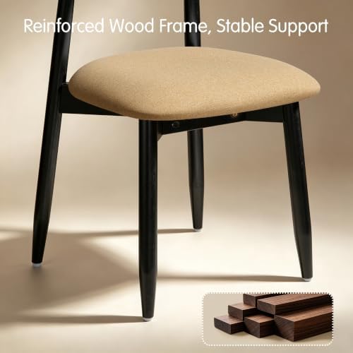 CHUN YI Dining Chairs Set of 4, Upholstered Wooden Dining Room Chairs with Er...