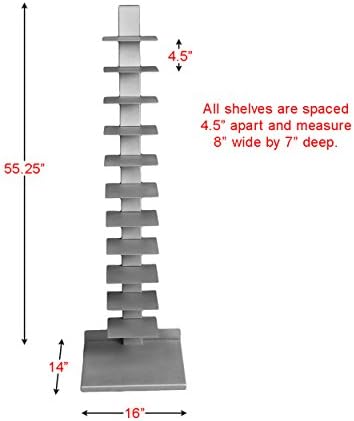 SEI Furniture 11- shelf Metal Spine Book Tower, Silver