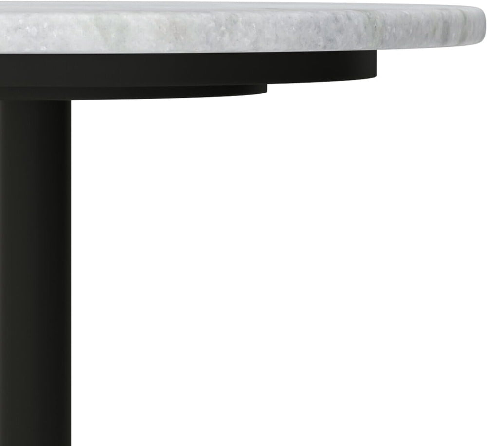 HomeStock Metal & Marble Side Table, Round Pedestal Accent Table - White ...