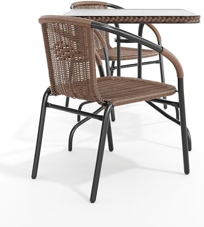 Flash Furniture Lila 3-Piece 28" Square Indoor/Outdoor Patio Table and C...