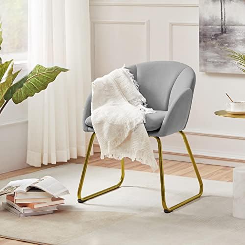 Yaheetech Flower Shape Vanity Chair with Petal Armrests, Gray