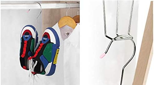 Leoyoubei 5 Pack Stainless Steel Shoes Hanger Drying Rack for Dehumidifying Hanging Leather Shoes,Double Hook Design Drying Shelf Storage Organizer,Closet Organizer Storage
