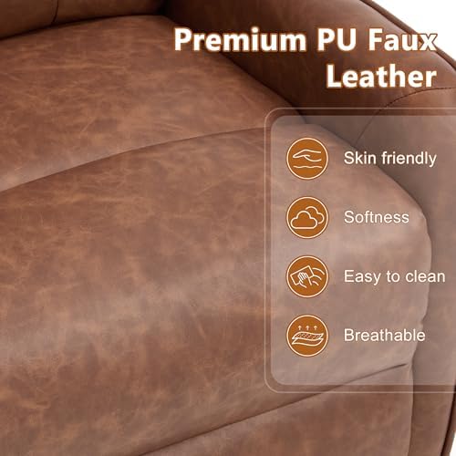 Power Lift Recliner Chair with Vibration Massage and Heat for Petite Elderly, Small Lift Chair with Side Pocket Remote Control, Infinite Position, Faux Leather Brown