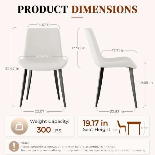 Modern Dining Chairs Set of 4, PU Leather Dining Room Chairs, Upholstered Kit...