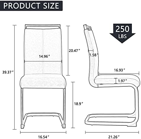gopop Dining Chairs Set of 6, Faux Leather with Plated Chrome Metal Frame, Mo...